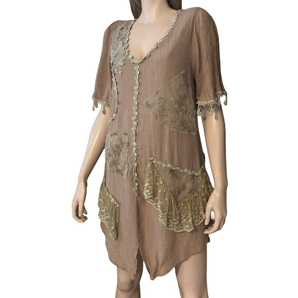 Pretty Angel Bohemian Dress Tunic Shift Lace Unique Grunge Floral Embroidery - Picture 4 of 15